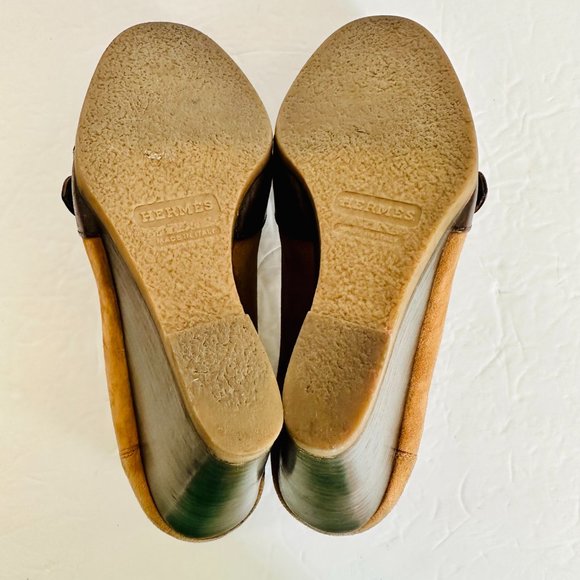 AUTHENTIC HERMES SUEDE AND LEATHER NIKITA LADY SHOES PUMPS SZ 6 MADE IN ITALY - Picture 5 of 14